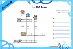 In the town - Mots fléchés - Lexique / vocabulaire - Crosswords : 4ème, 5ème Harmos - PDF à imprimer