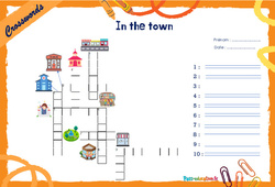 In the town - Mots fléchés - Lexique / vocabulaire - Crosswords : 6ème, 7ème Harmos - PDF à imprimer