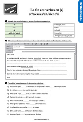 La fin des verbes en [é] - Fiches er/é/ez/ais/ait/aient/ai - Exercices, révisions avec les corrections : 7ème Harmos - PDF à imprimer