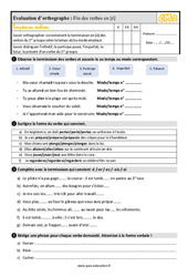 La fin des verbes en [é] - Fiches er/é/ez/ais/ait/aient/ai - Évaluation, bilan : 7ème Harmos - PDF à imprimer