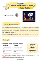 Le présent des verbes du 1er groupe - Soutien scolaire pour les élèves en difficulté. : 4ème Harmos - PDF à imprimer