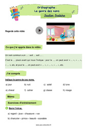 Le genre des noms  - Soutien scolaire pour les élèves en difficulté. : 5ème Harmos - PDF à imprimer