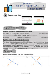 Les droites perpendiculaires - Soutien scolaire pour les élèves en difficulté. : 6ème Harmos - PDF à imprimer