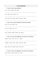 Ordre alphabétique - Exercices - Vocabulaire : 5ème Harmos - PDF à imprimer