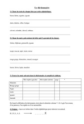 Ordre alphabétique - Dictionnaire - Exercices - Vocabulaire : 5ème Harmos - PDF à imprimer