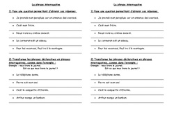 Phrase interrogative - Exercices : 5ème Harmos - PDF à imprimer