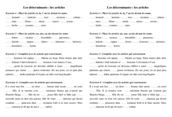 Déterminants - Articles - Exercices  : 5ème Harmos - PDF à imprimer