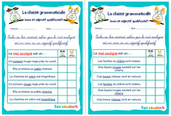 Un nom et un adjectif qualificatif - Rituels - La classe grammaticale : 4ème, 5ème Harmos - PDF à imprimer