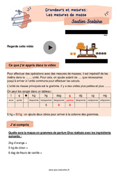 Les mesures de masse - Soutien scolaire pour les élèves en difficulté. : 7ème Harmos - PDF à imprimer