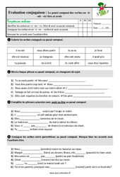 Le passé composé des verbes en - ir, - oir ; - re / être et avoir - Étude de la langue - Examen Evaluation avec la correction : 5ème Harmos - PDF à imprimer