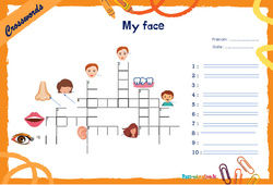 My face - Mots fléchés - Lexique / vocabulaire - Crosswords : 6ème, 7ème Harmos - PDF à imprimer