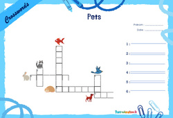 Pets - Mots fléchés - Lexique / vocabulaire - Crosswords : 4ème, 5ème Harmos - PDF à imprimer