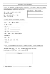 Utilisation de la calculatrice - Exercices  : 5ème Harmos - PDF à imprimer