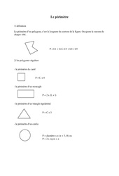 Périmètre - Exercices - Mesures : 7ème Harmos - PDF à imprimer