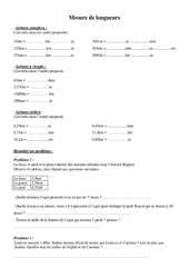 Mesures de longueur - Mesures de masse - Exercices - Mesures : 7ème Harmos - PDF à imprimer