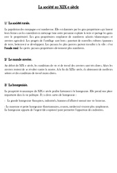 La société au XIX e siècle - Cours, Leçon - La révolution industrielle - XIX ème siècle - : 7ème Harmos - PDF gratuit à imprimer