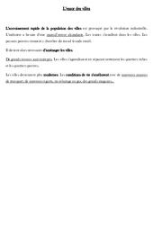 L'essor des villes - Cours, Leçon - La révolution industrielle - XIX ème siècle - : 7ème Harmos - PDF à imprimer