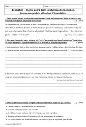 Enoncé ancré, énoncé coupé - Examen Contrôle  : 11ème Harmos - PDF à imprimer