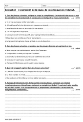 Expression de la cause, de la conséquence et du but - Examen Contrôle : 11ème Harmos - PDF à imprimer