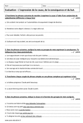 Cause, conséquence et but - Examen Evaluation sur l'expression : 11ème Harmos - PDF à imprimer