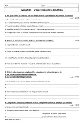 Expression de la condition - Examen Evaluation avec le corrigé : 11ème Harmos - PDF à imprimer