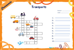 Means of transport - Mots fléchés - Lexique / vocabulaire - Crosswords : 6ème, 7ème Harmos - PDF à imprimer