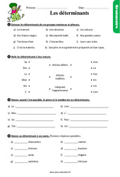 Les déterminants - Étude de la langue - Exercices avec les corrigés : 5ème Harmos - PDF à imprimer