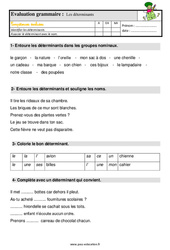 Les déterminants - Étude de la langue - Examen Evaluation avec la correction : 4ème Harmos - PDF à imprimer