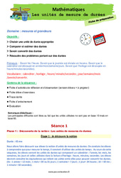 Séquence - Fiche de préparation Les unités de mesure de durées - Séquence - Fiche de préparation : 4ème Harmos - PDF à imprimer
