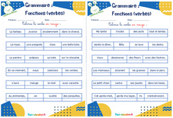 Fonctions (verbes) - Rituels - Grammaire : 4ème, 5ème Harmos - PDF à imprimer