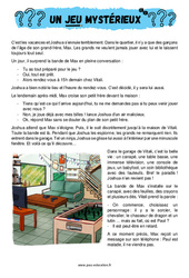 Un jeu mystérieux - Récit - Lecture : 4ème, 5ème Harmos - PDF à imprimer