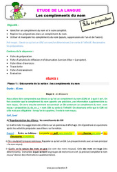 Les compléments du nom - Étude de la langue - Séquence - Fiche de préparation : 5ème Harmos - PDF à imprimer
