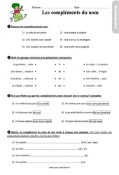 Les compléments du nom - Étude de la langue - Exercices avec les corrigés : 5ème Harmos - PDF à imprimer
