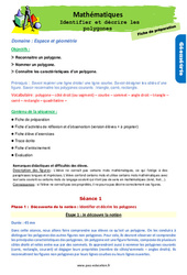 Identifier et décrire les polygones - Séquence - Fiche de préparation : 5ème Harmos - PDF à imprimer
