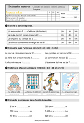 Connaître les relations entre les unités de longueur - Examen Evaluation avec la correction : 4ème Harmos - PDF à imprimer