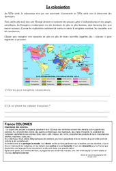 Colonisation - Exercices - Colonies et migrations au XIX ème siècle - : 7ème Harmos - PDF à imprimer