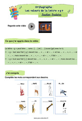 Les valeurs de la lettre « g » - Soutien scolaire pour les élèves en difficulté. : 5ème Harmos - PDF à imprimer