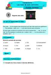 Les mots de sens contraire - Soutien scolaire pour les élèves en difficulté. : 4ème Harmos - PDF à imprimer