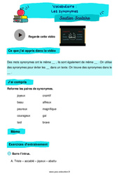 Les synonymes - Soutien scolaire pour les élèves en difficulté. : 5ème Harmos - PDF à imprimer