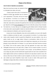 Ulysse et les Sirènes - Lecture - L'Odyssée - Mythes : 8ème Harmos - PDF à imprimer