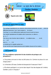 Le sens de la division - Soutien scolaire pour les élèves en difficulté. : 6ème Harmos - PDF à imprimer