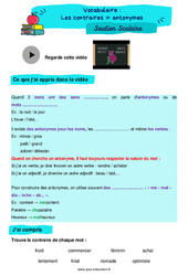 Les contraires = antonymes - Soutien scolaire pour les élèves en difficulté. : 6ème Harmos - PDF à imprimer