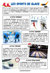 Les sports de glace - Lecture documentaire : 6ème, 7ème Harmos - PDF à imprimer