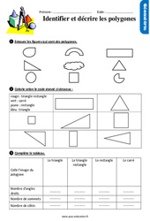 Identifier et décrire les polygones - Exercices avec les corrigés : 4ème Harmos - PDF à imprimer