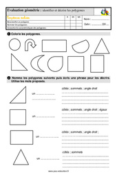 Identifier et décrire les polygones - Examen Evaluation avec la correction : 4ème Harmos - PDF à imprimer