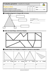 Identifier les triangles - Examen Evaluation avec la correction : 5ème Harmos - PDF à imprimer