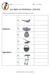 Objets du néolithique - Exercices : 5ème, 6ème Harmos - PDF à imprimer