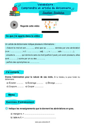 Comprendre un article du dictionnaire - Soutien scolaire pour les élèves en difficulté. : 4ème Harmos - PDF à imprimer