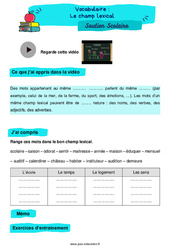 Le champ lexical - Soutien scolaire pour les élèves en difficulté. : 5ème Harmos - PDF à imprimer