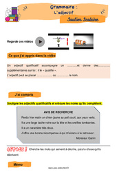 L’adjectif - Soutien scolaire pour les élèves en difficulté : 5ème Harmos - PDF à imprimer